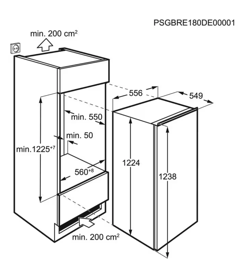 AEG NSK5O12EF 5000 koelkast zonder vriesvak - 122cm