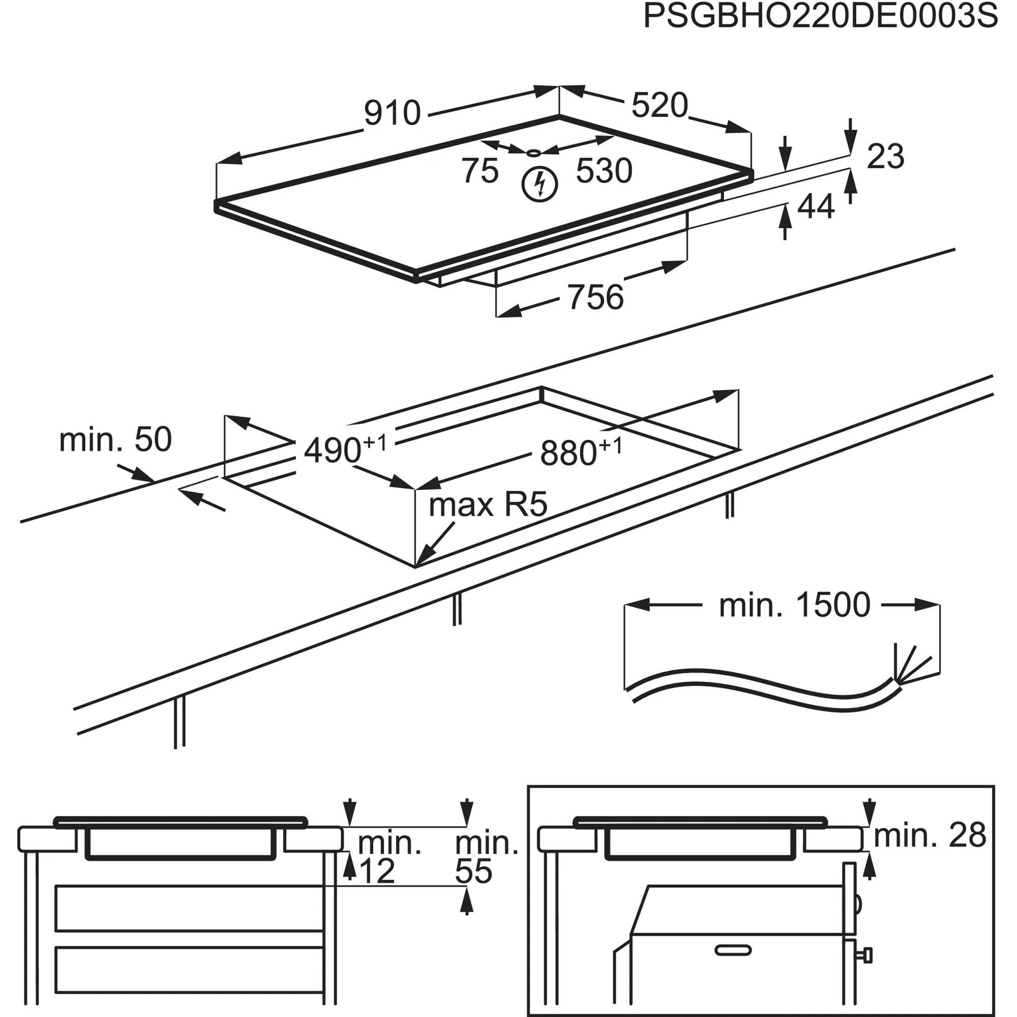 AEG NIK95I08FB 6000 inductiekookplaat - 91cm