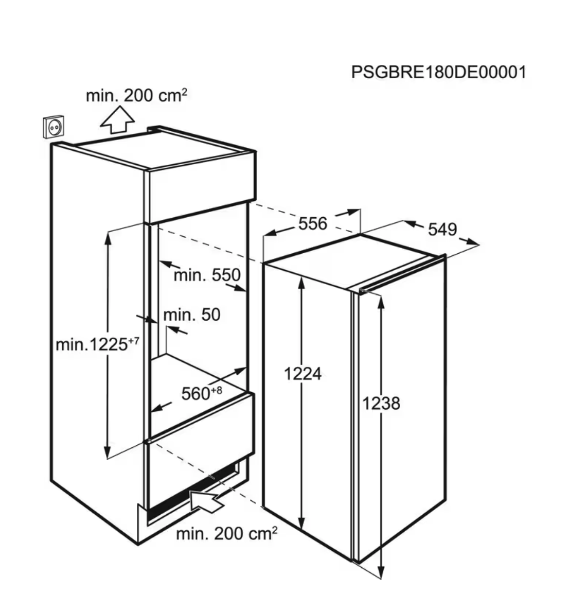 AEG NAB7N12EC 7000 inbouw vriezer - 122cm