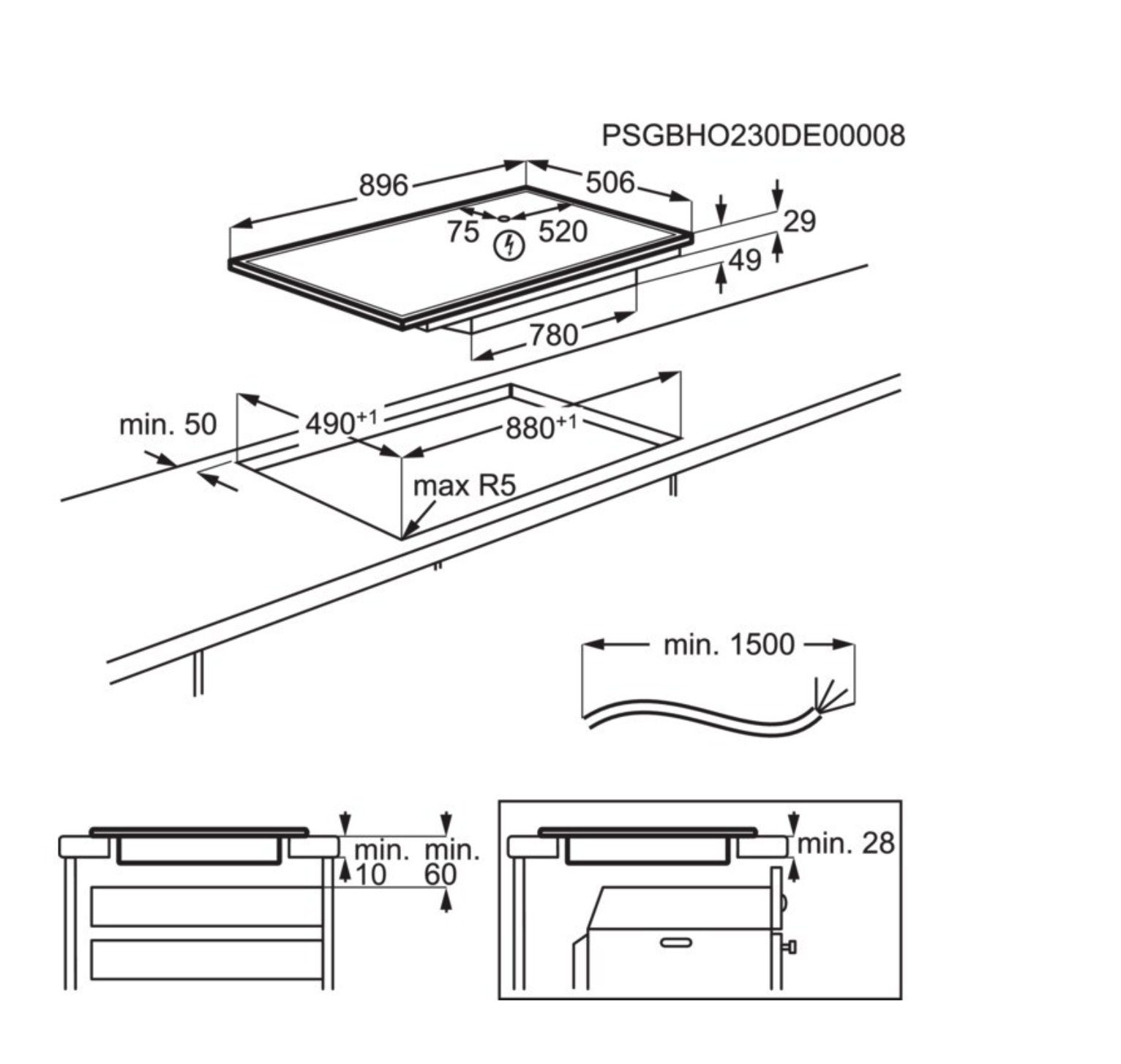 AEG NIK95I00UB 6000 inductiekookplaat - 90cm