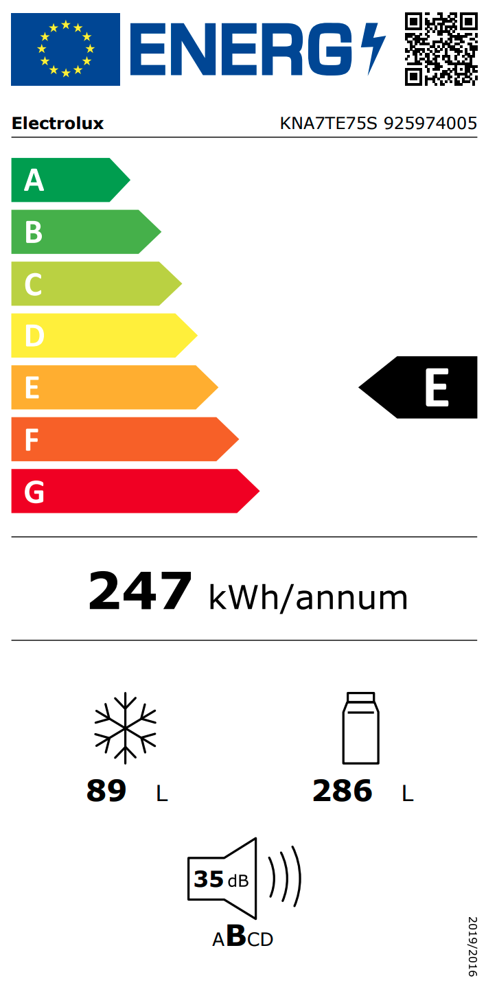 ELECTROLUX KNA7TE75S 700 koel-/vriescombinatie - 190cm