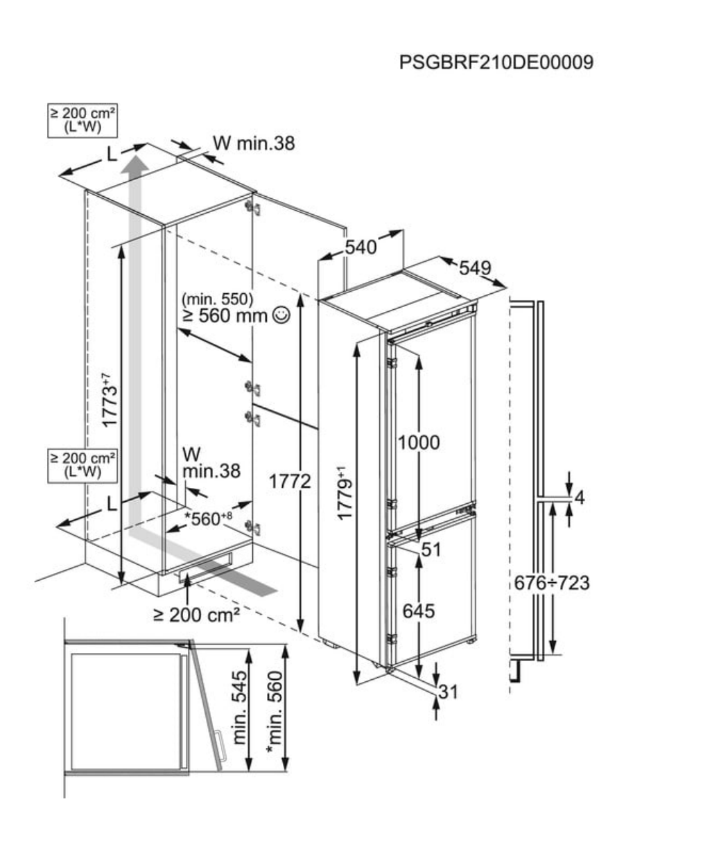 AEG OSC7C181DS 7000 koel-/vriescombinatie - 178cm