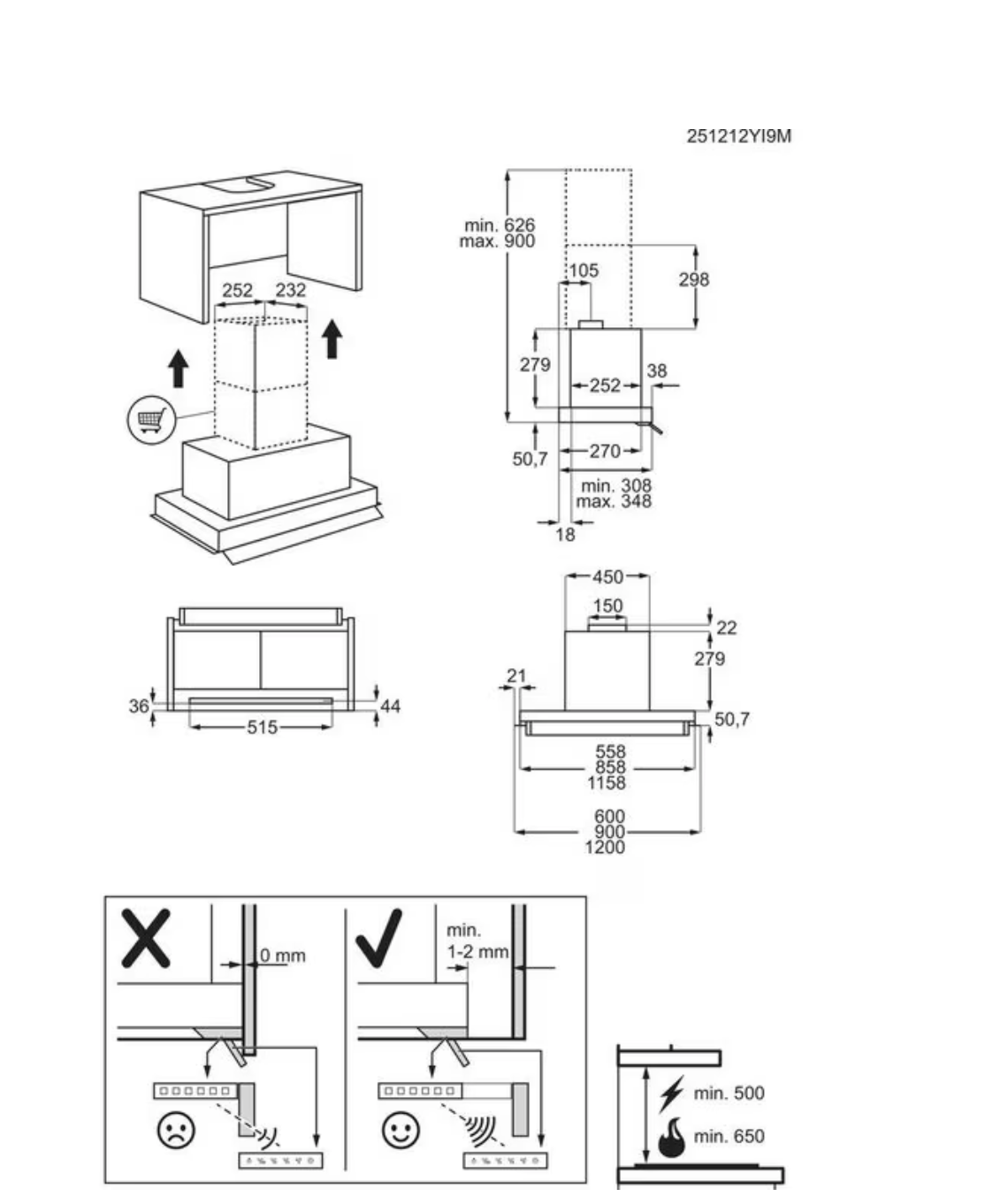 AEG GDE682HB 600 geïntegreerde dampkap - 120 cm
