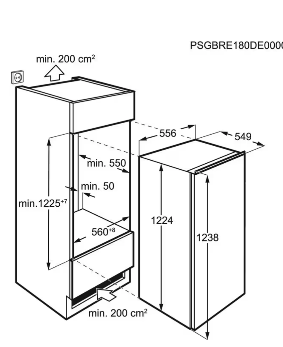 AEG NSF5O122DC 5000 koelkast met vriesvak  - 122cm