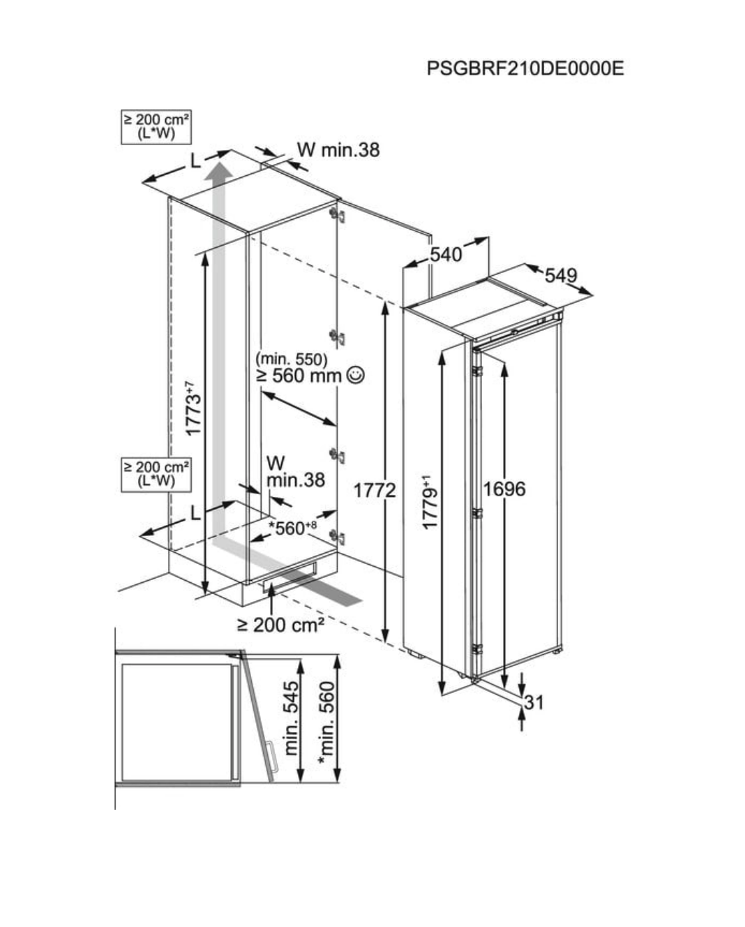 AEG NAB7N181ES 7000 inbouw vriezer - 178cm