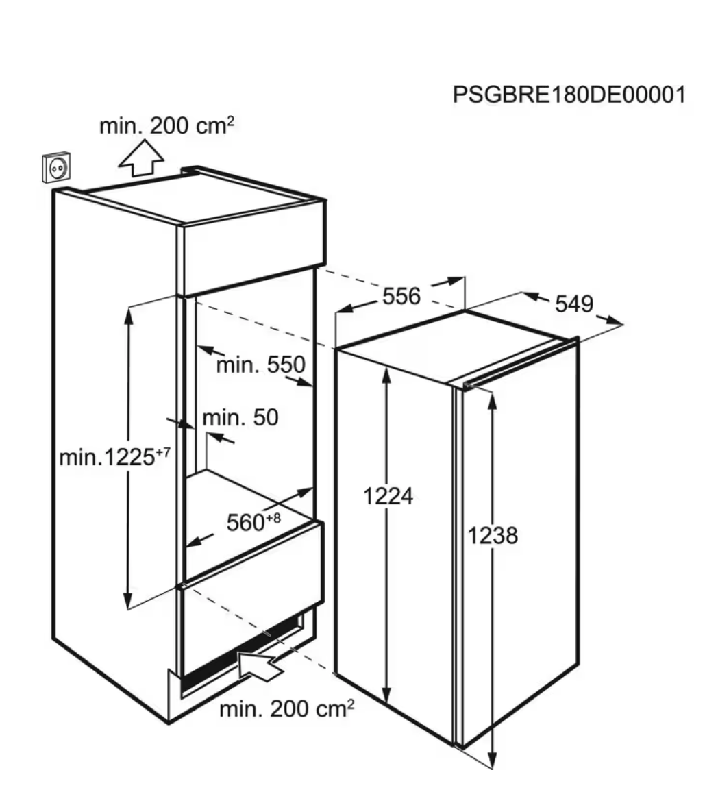 AEG NSK5O122DC 5000 koelkast zonder vriesvak - 122cm