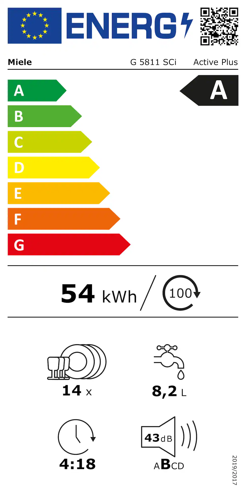 MIELE G5811SCIACTIVEPLUSCS vaatwasser met bedieningspaneel