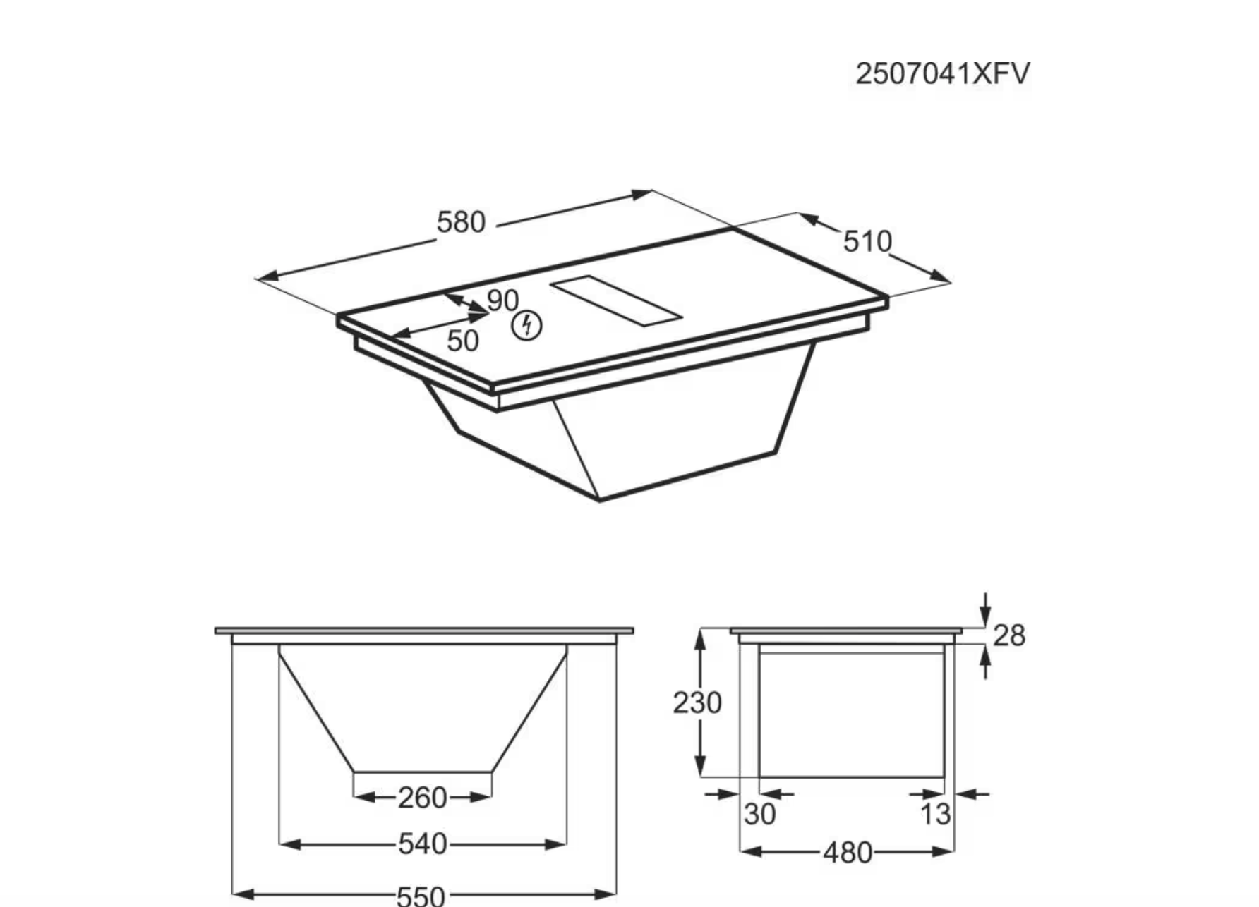 AEG NCT64B00CZ 6000 kookplaat met afzuiging - 60cm