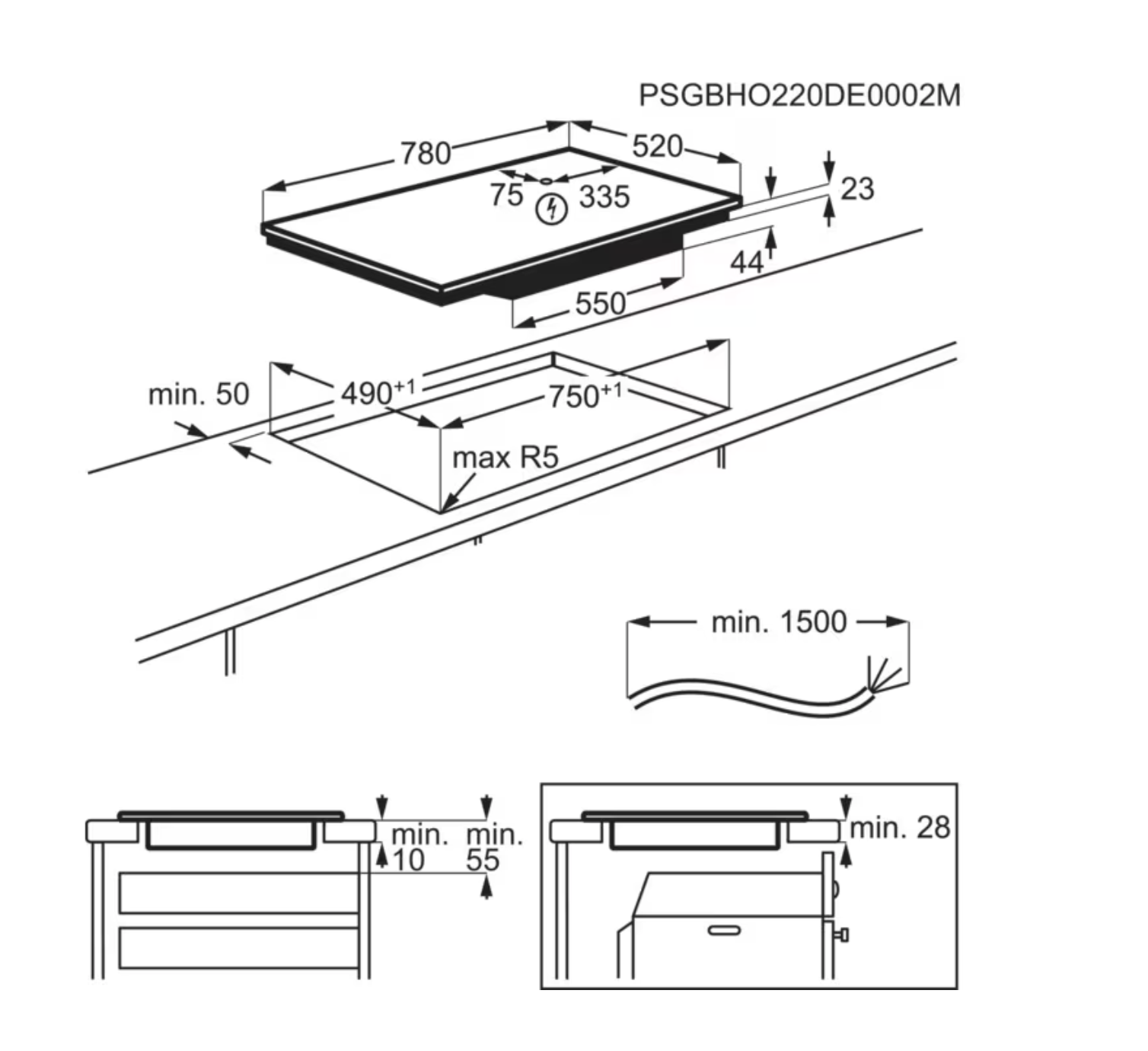 AEG NIK85M00FB 6000 inductiekookplaat - 80cm