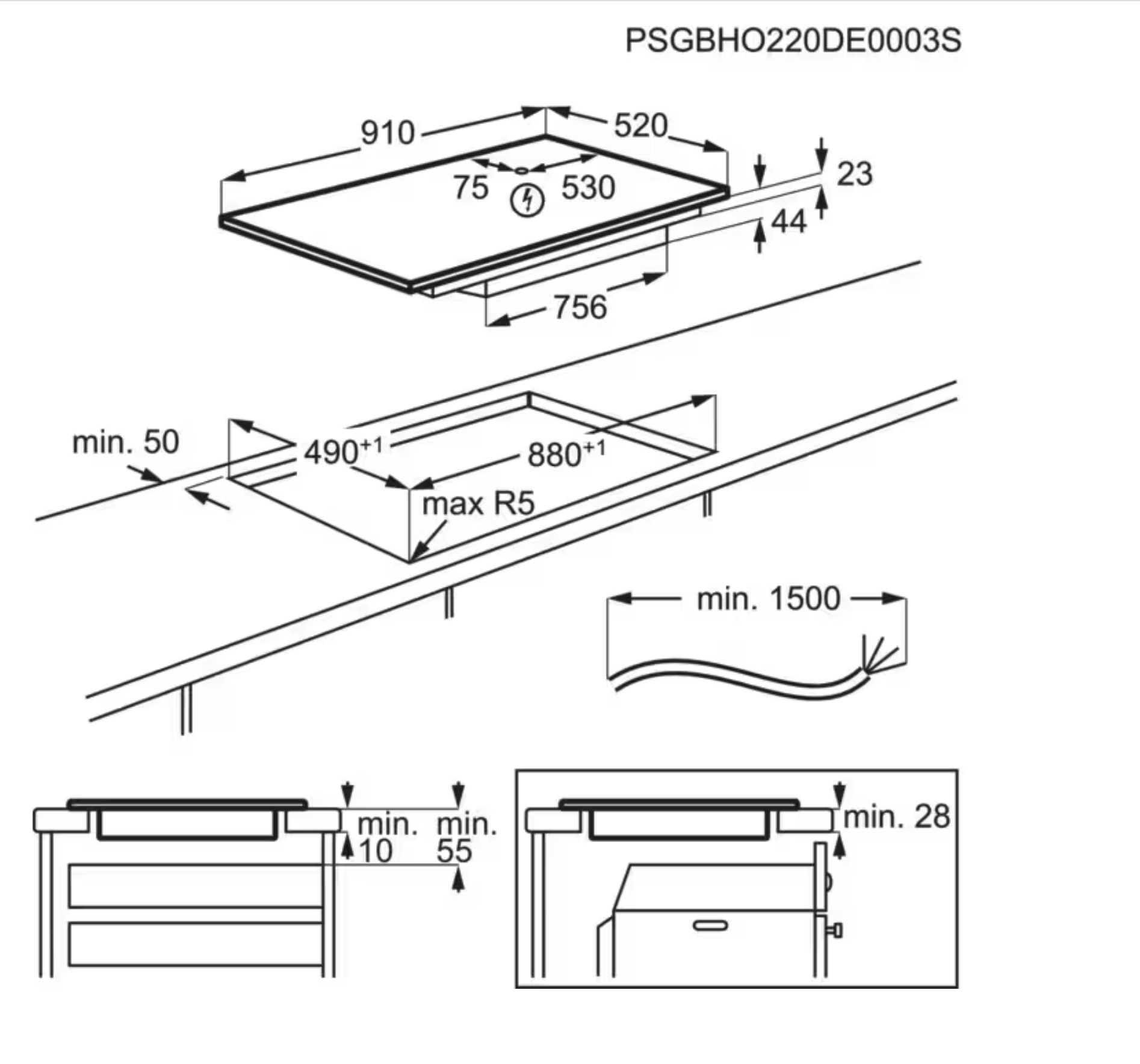 AEG NIK95I00FB 6000 inductiekookplaat - 90cm