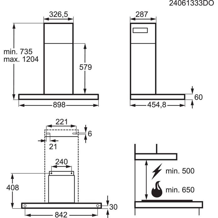 AEG NDB8791CT 8000 wandschouwdampkap - 90cm