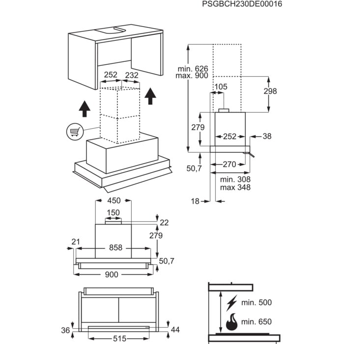 AEG GDE689HM 7000 geïntegreerde dampkap - 90cm