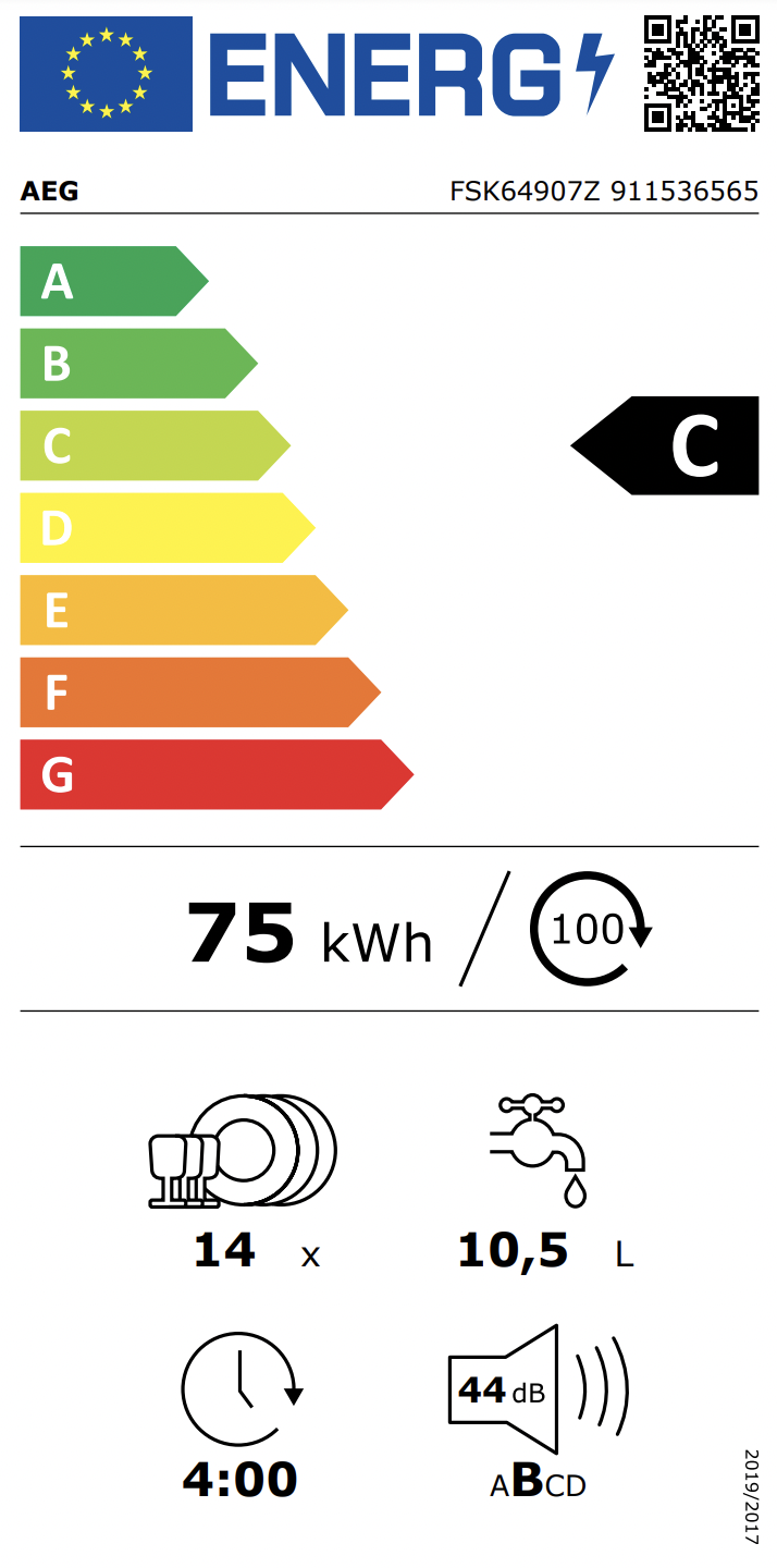 AEG FSK64907Z 6000 vaatwasser volledig integreerbaar