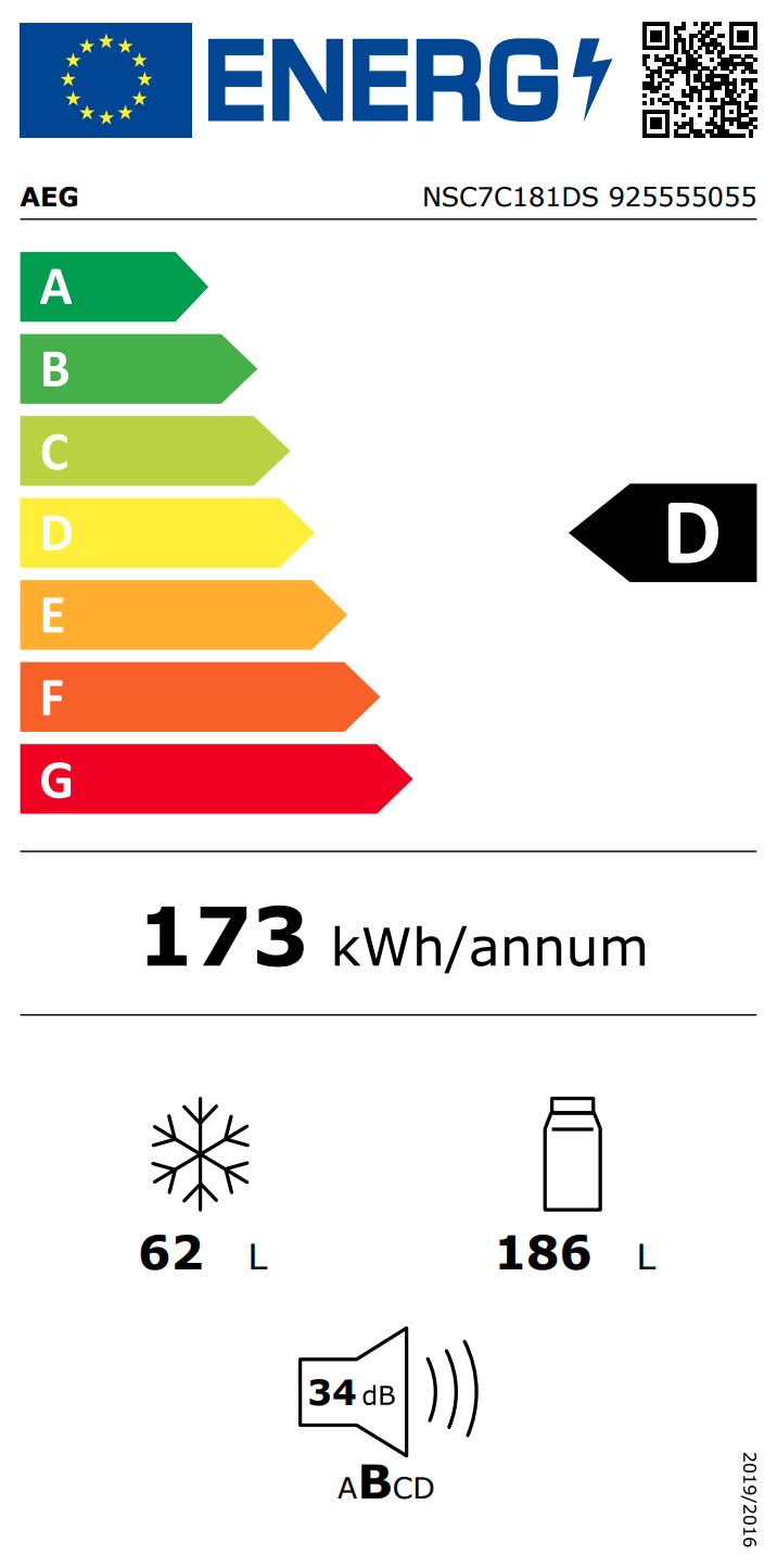 AEG NSC7C181DS 7000 koel-/vriescombinatie - 177cm