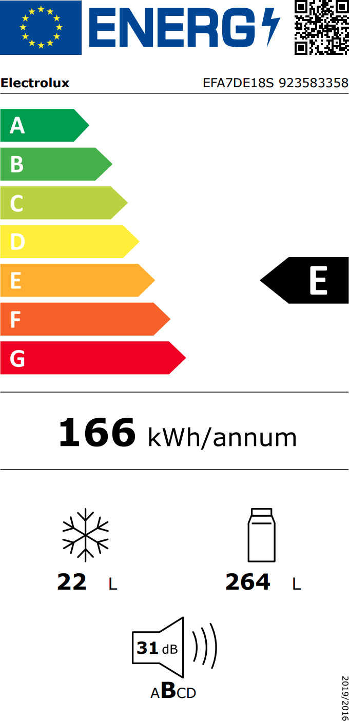 ELECTROLUX EFA7DE18S koelkast met vriesvak - 178cm