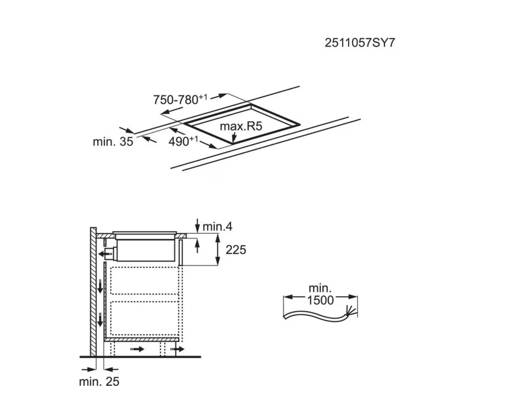 AEG NCT84B00CB 6000 kookplaat met afzuiging - 80cm