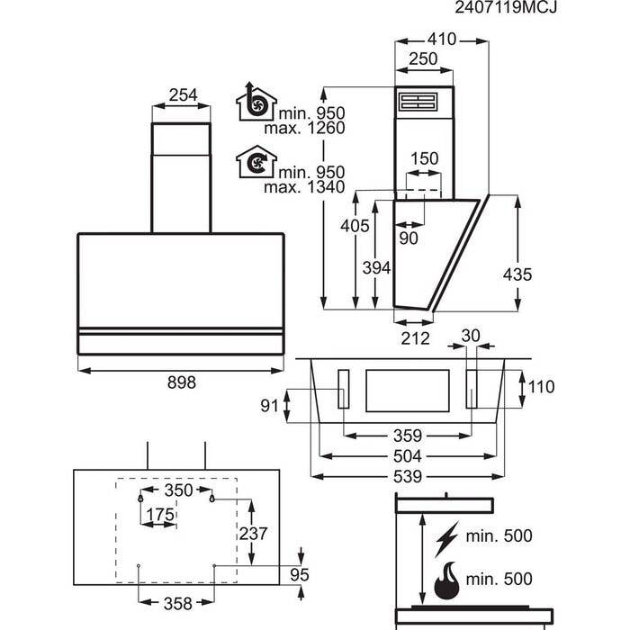 AEG NDV9791AB 7000 headfree dampkap - 90cm