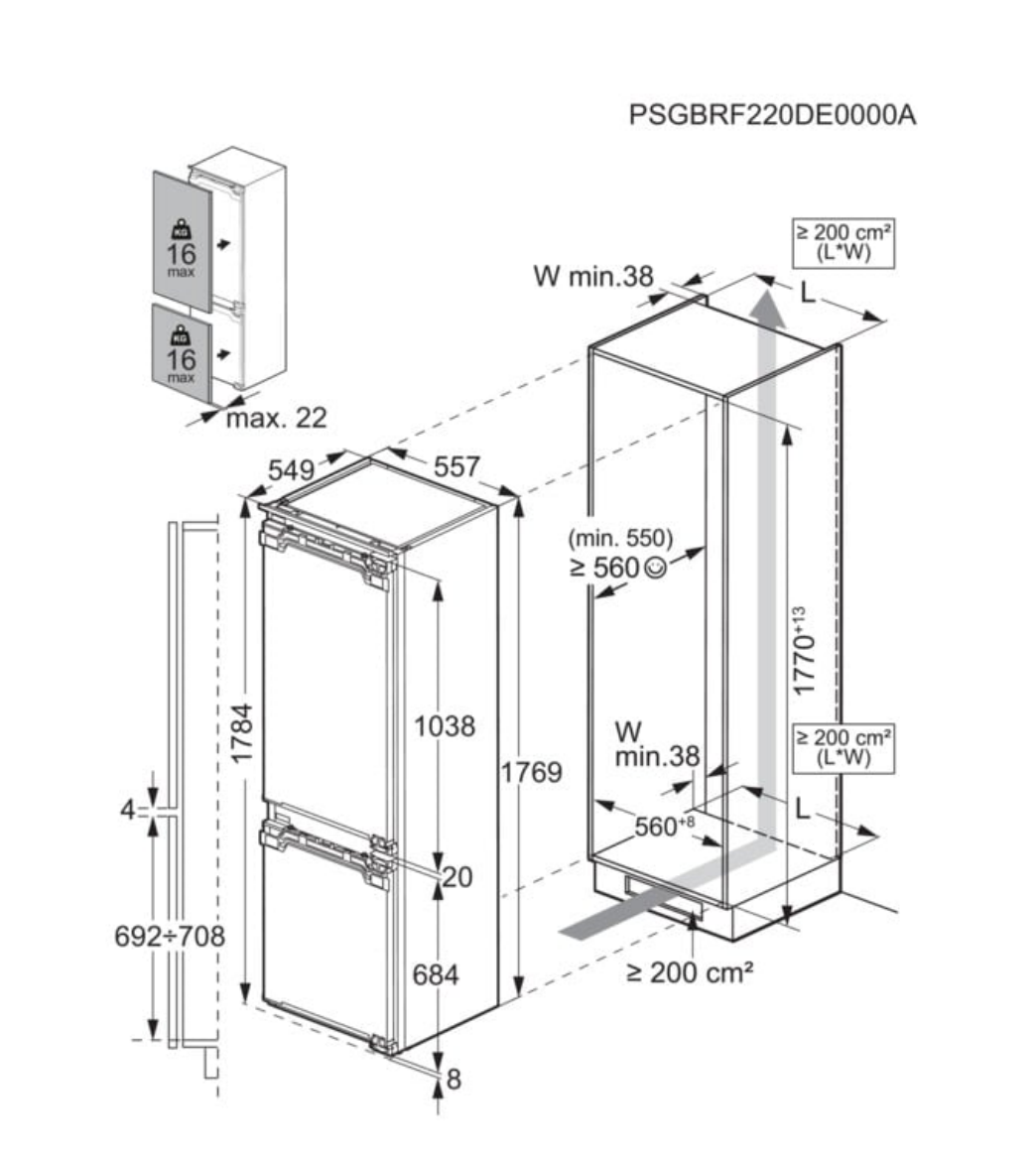 AEG TC7CS181DF 7000 koel-/vriescombinatie - 178cm
