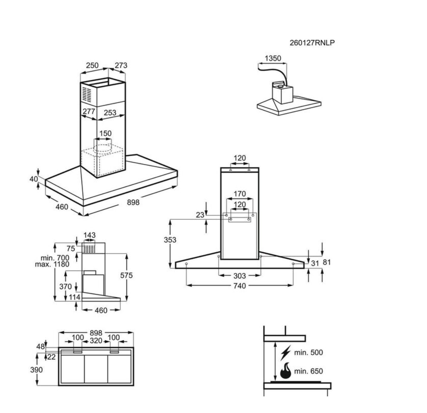 AEG DKB6971HB 6000 wandschouwdampkap - 90cm