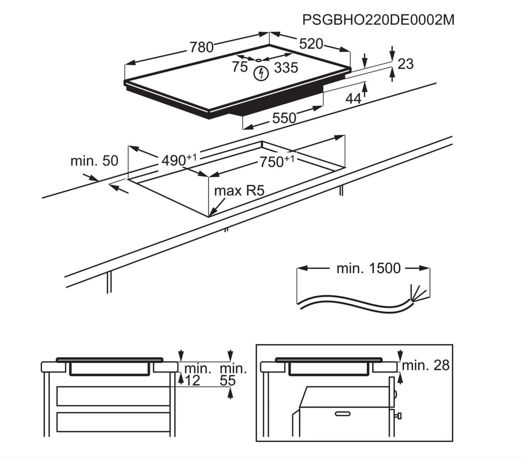 AEG NII84B30FB 8000 inductiekookplaat - 80cm