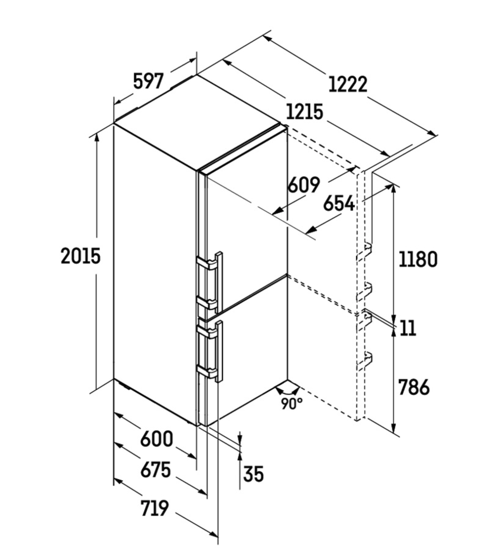 LIEBHERR CBNBSA20575I24 vrijstaande koel-/vriescombinatie - 201cm