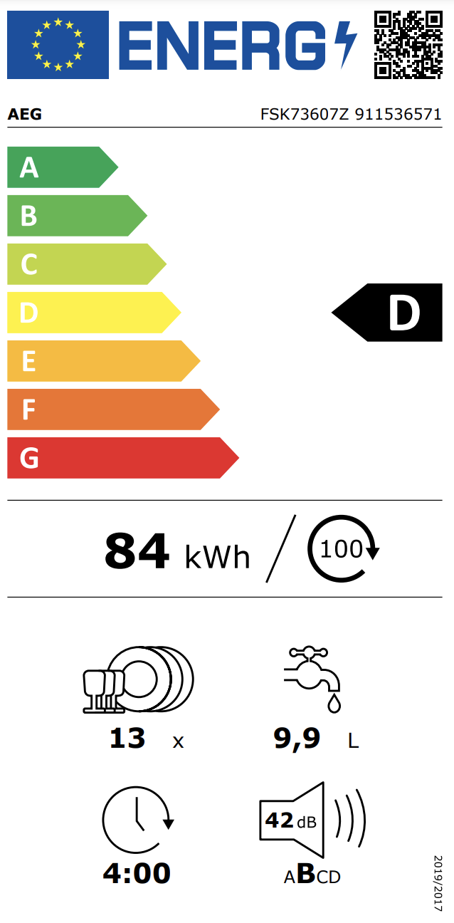 AEG FSK73607Z 7000 vaatwasser volledig integreerbaar