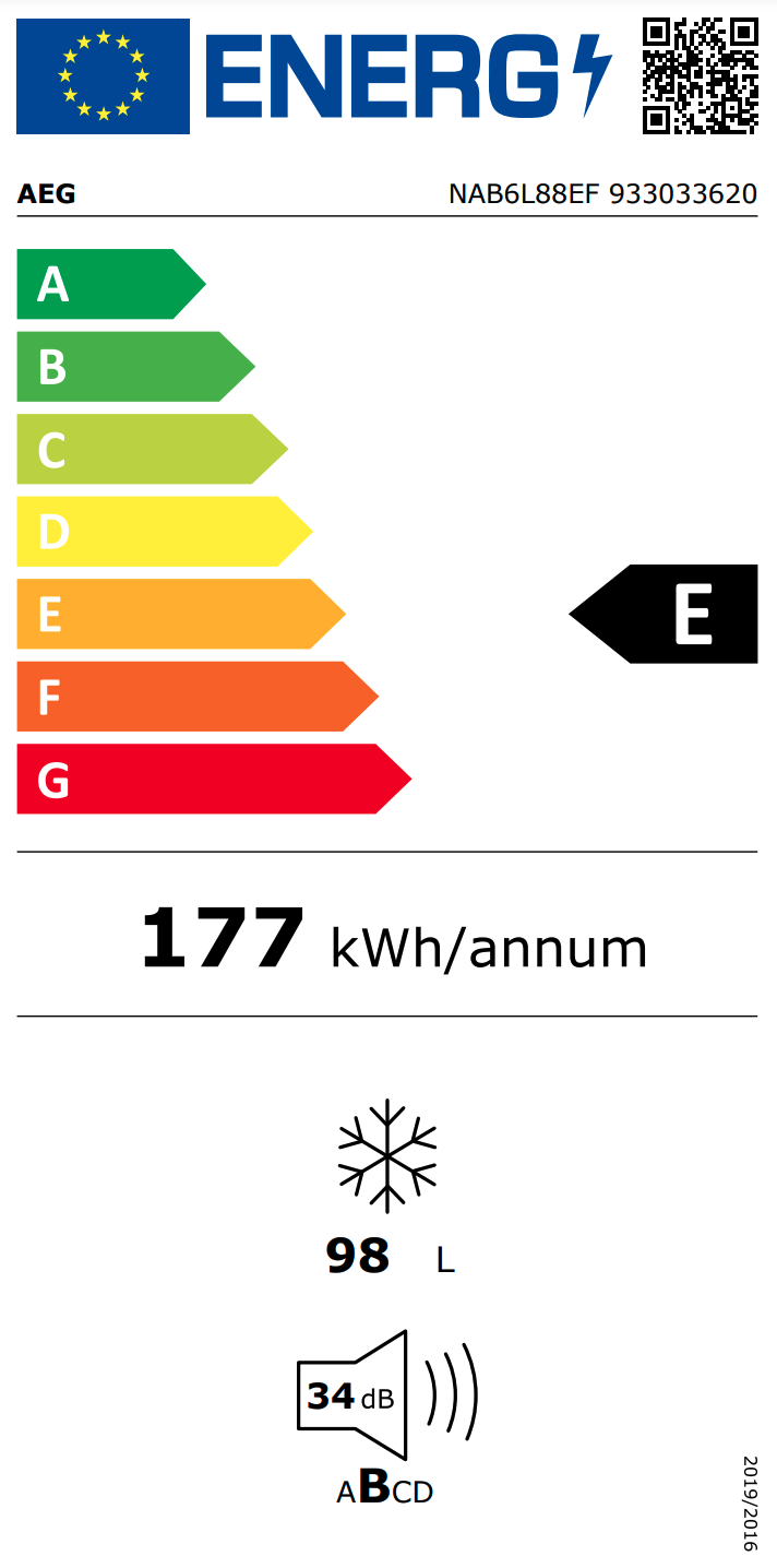 AEG NAB6L88EF 6000 inbouw vriezer - 88cm