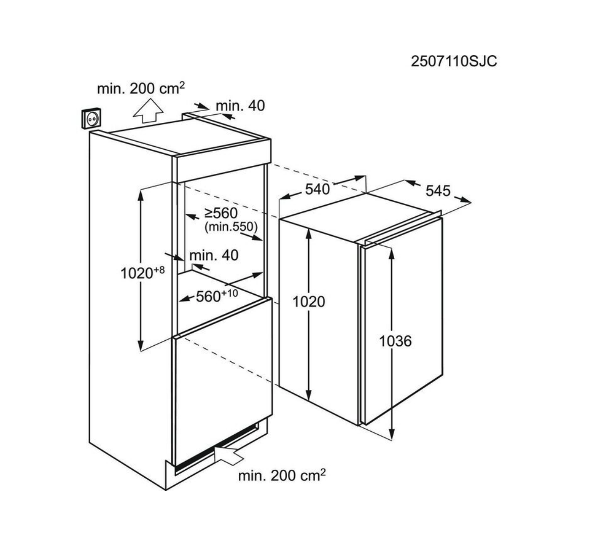 AEG NSK3S101DC 5000 koelkast zonder vriesvak  - 102cm