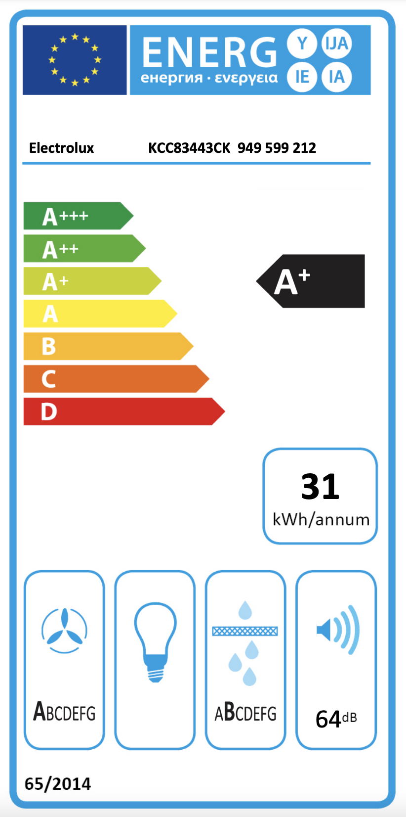 ELECTROLUX KCC83443CK 600 kookplaat met afzuiging - 80cm