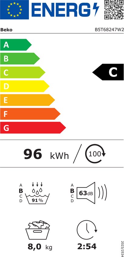 BEKO B5T68247W2 droogkast - warmtepomp
