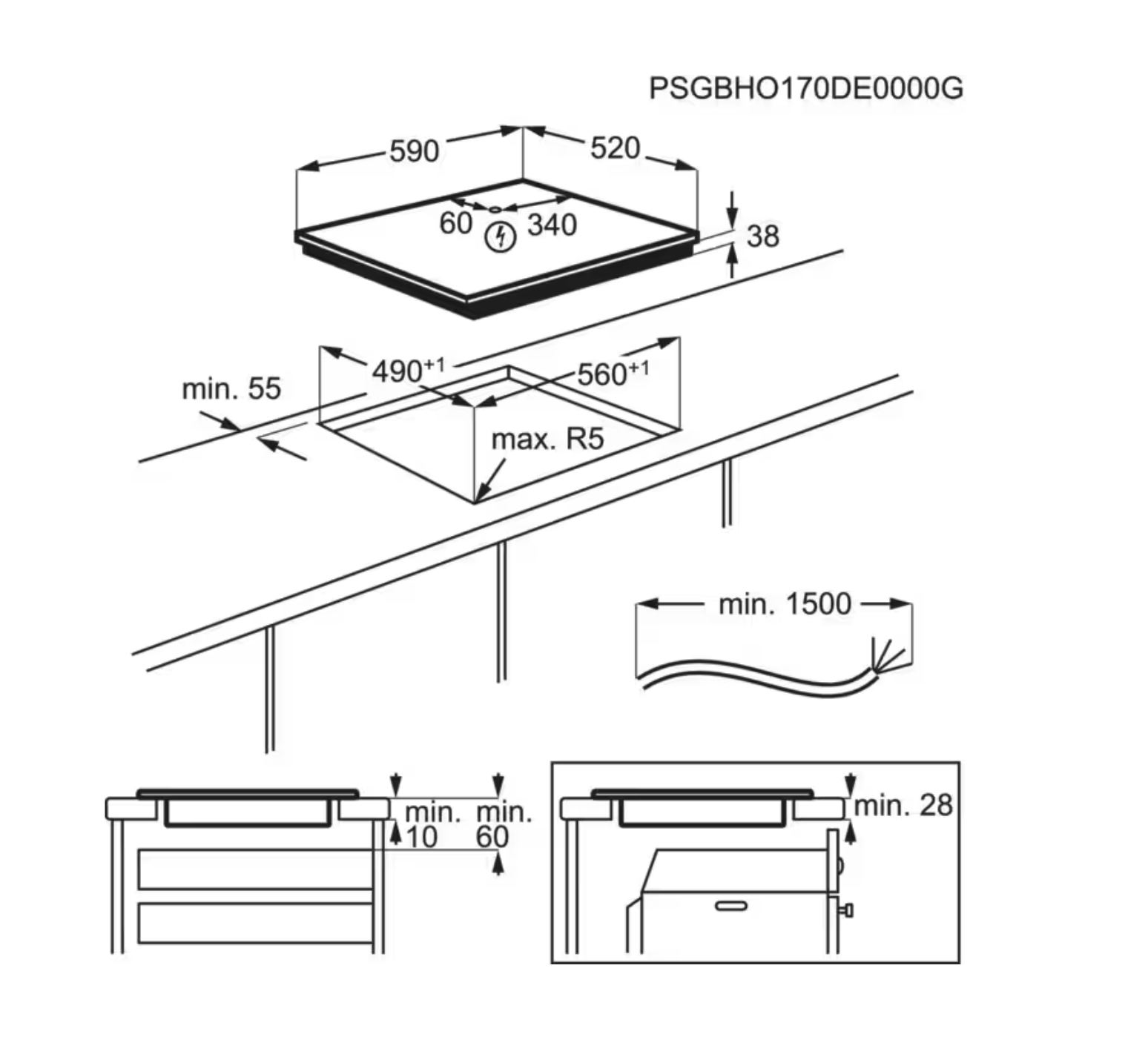 AEG NRN64A03FB 3000 vitrokeramische kookplaat - 60cm